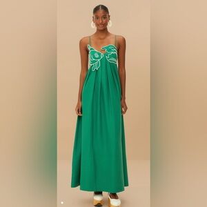 NWT Farm Rio Green Fish Top Lenzing Ecovero Euroflax Maxi Dress Medium